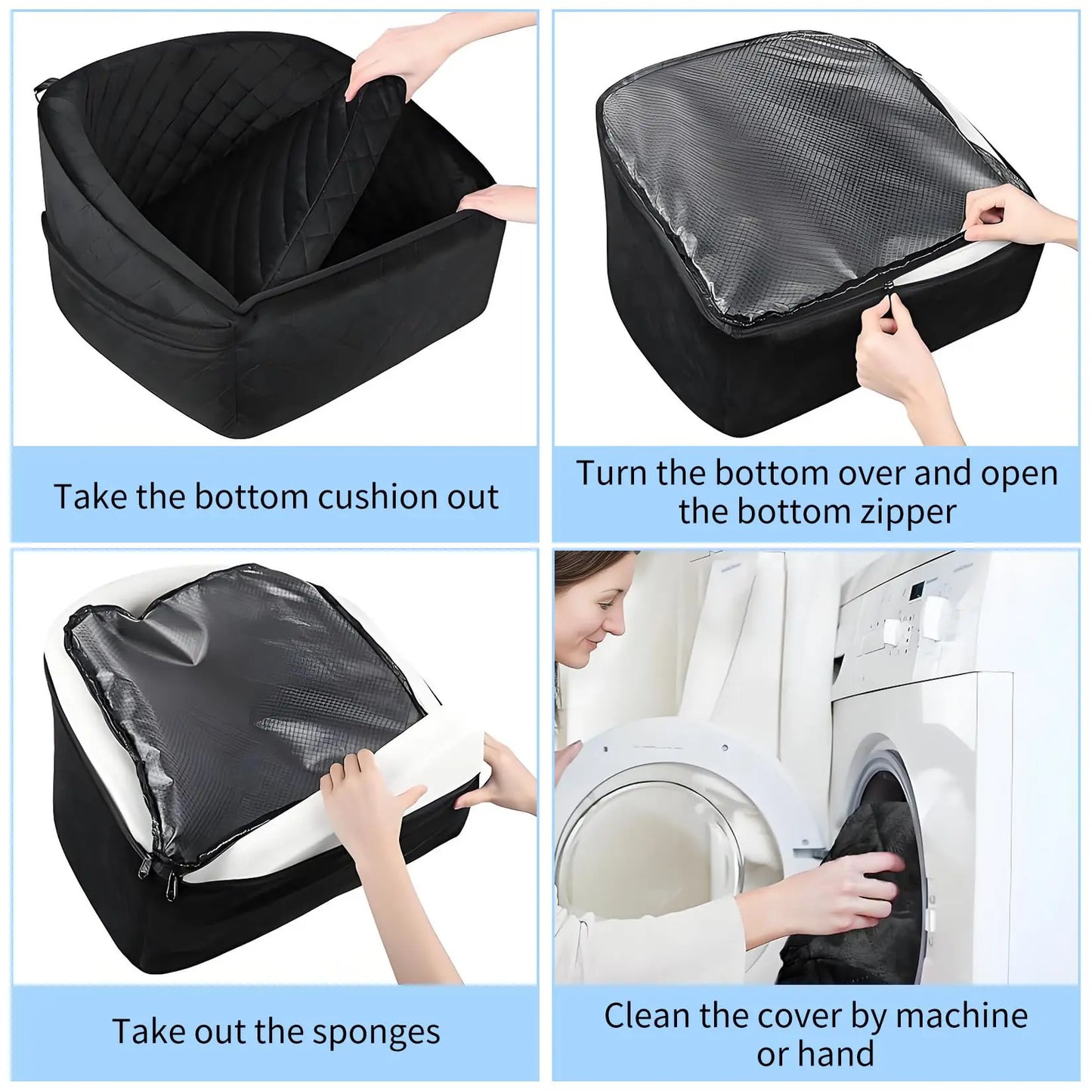 HiMISS Dog Booster Car Seat With Detachable Washable Bed And Safety Belt