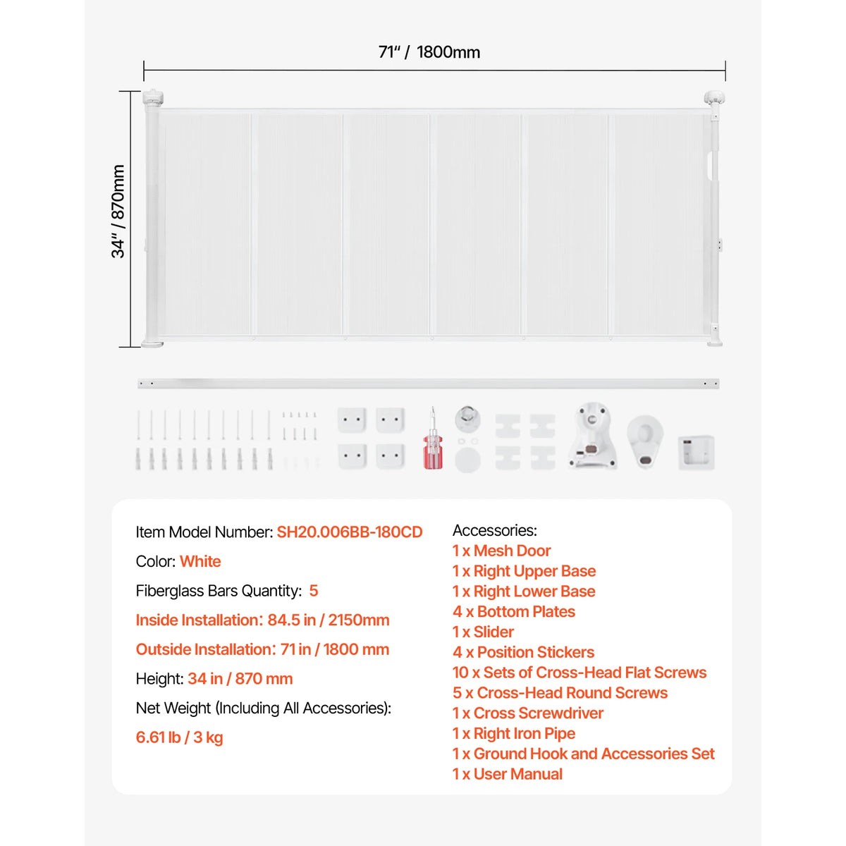 SucceBuy Retractable Baby Gate For Child And Pet Protection