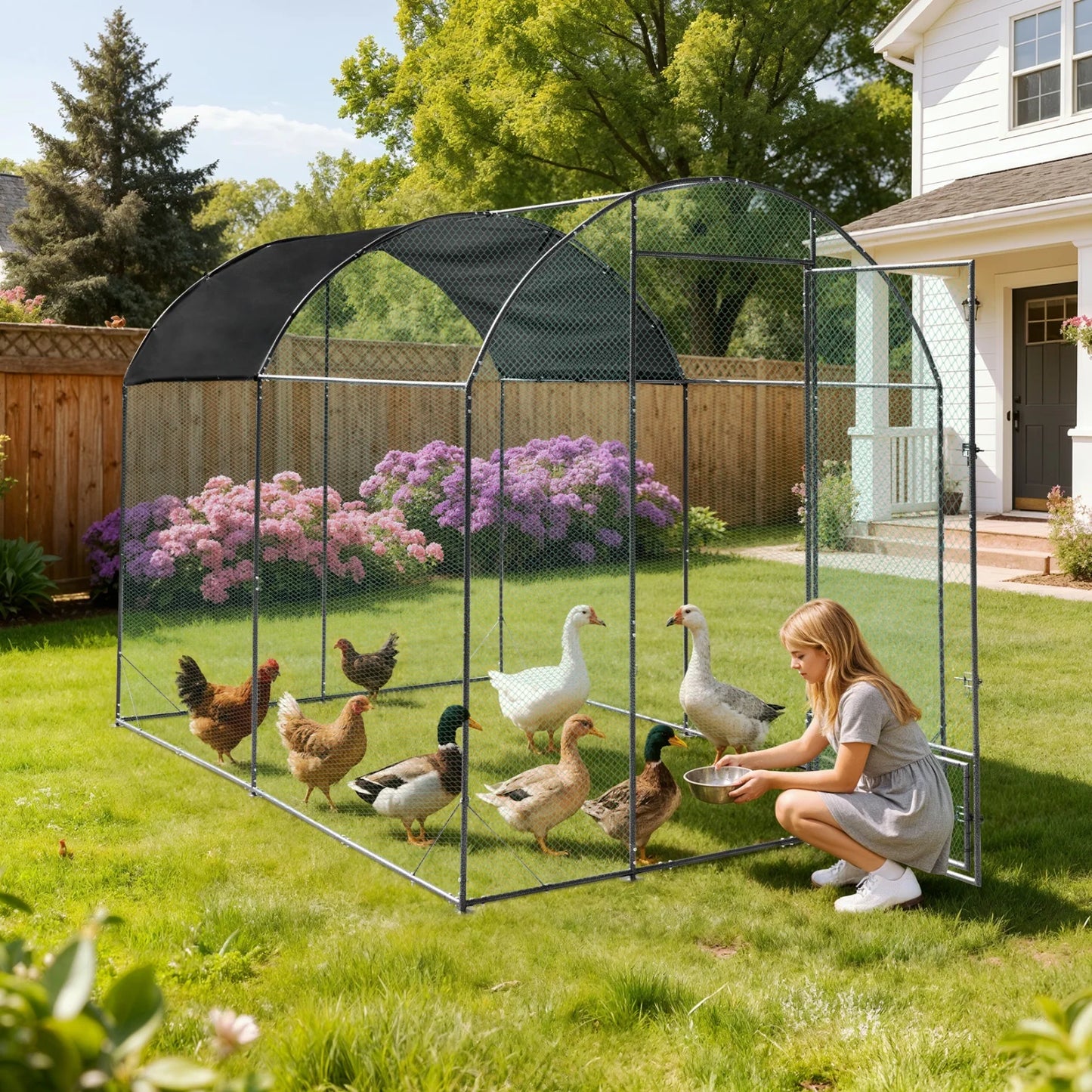 BINGOPAW Metal Walk In Chicken Coop For Backyard Farm
