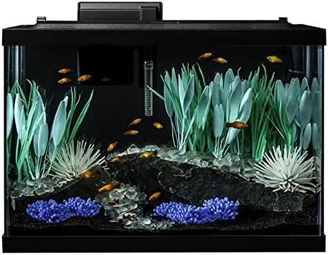 Aquarium Kit With Led Lighting And Decor For Freshwater Tanks