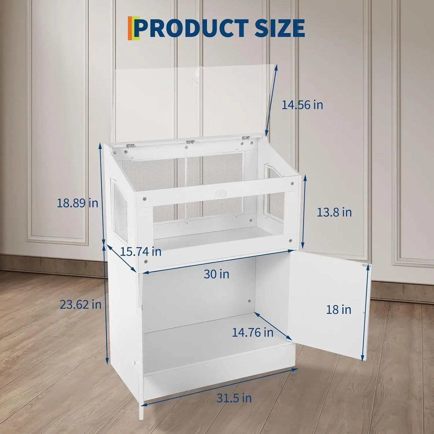 MeterMall Hamster Cage With Acrylic Panels And Storage Cabinet