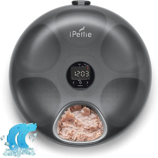 Automatic Cat Feeder 6-Meal Capacity With Ice Packs Rechargeable