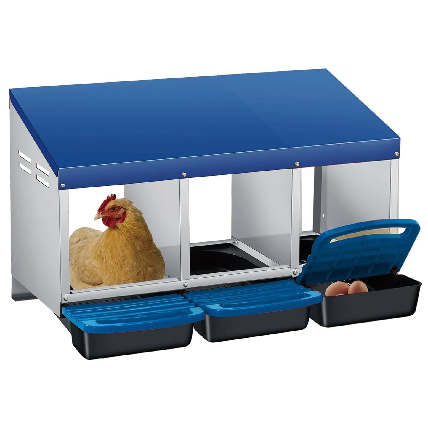 TWISTER.CK Waterproof Metal Chicken Nesting Box Roll-Out Egg