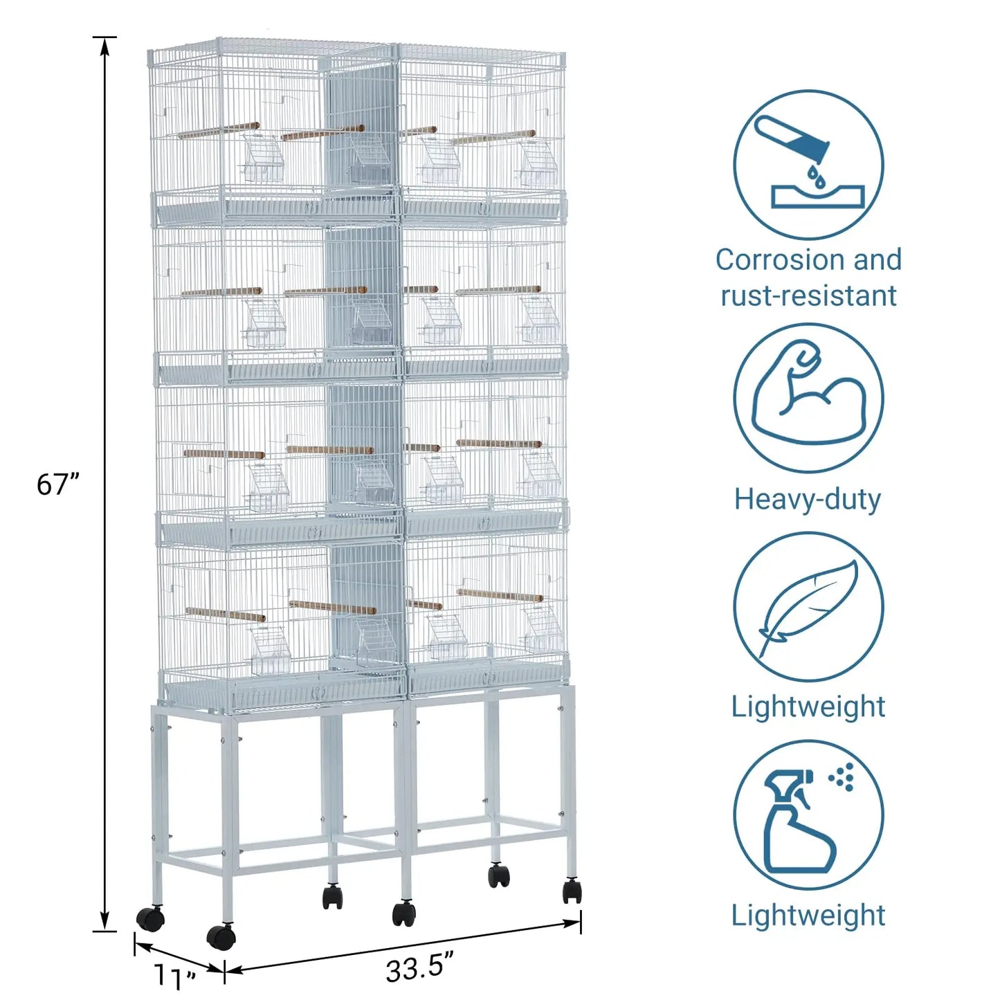 HiMISS Extra Large Metal Bird Cage 4 Tier Parrot Cage Mid Sized Birds