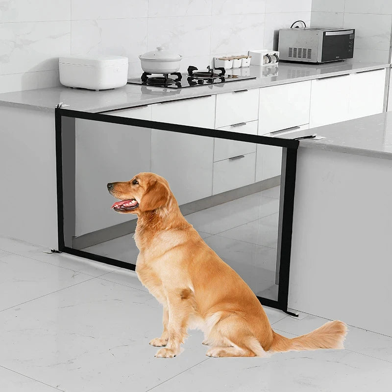 Pet Dog Barrier Fence 4 Hooks Foldable Breathable Mesh Playpen