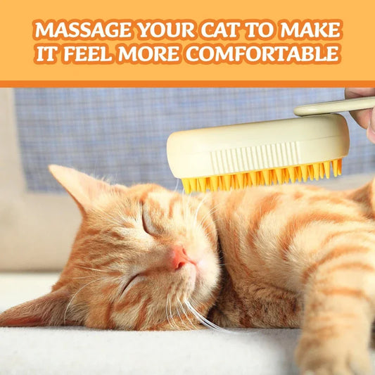 Pet Steam Brush For Cats And Dogs 3 In 1 Hair Removal Grooming