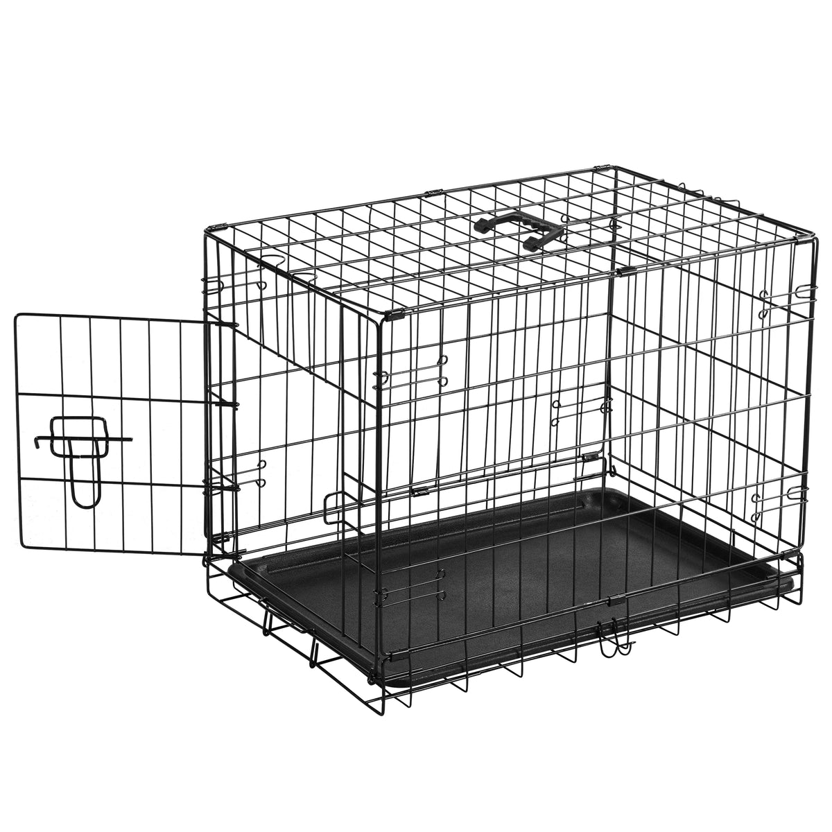 JHK Single Door Folding Metal Wire Dog Kennel With Tray