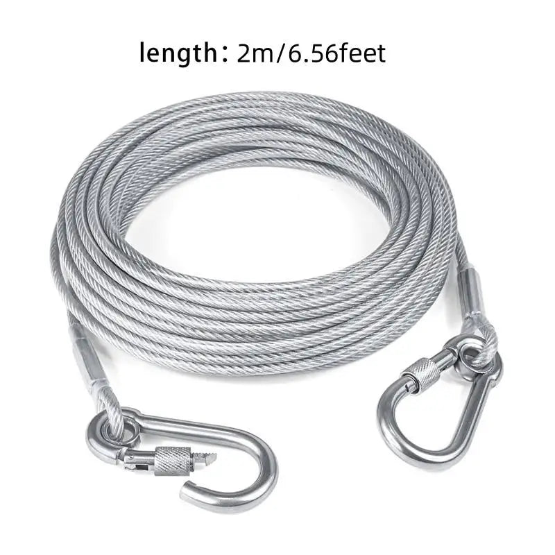 Double Headed Dog Tie Out Cable Leash Stainless Steel Buckle