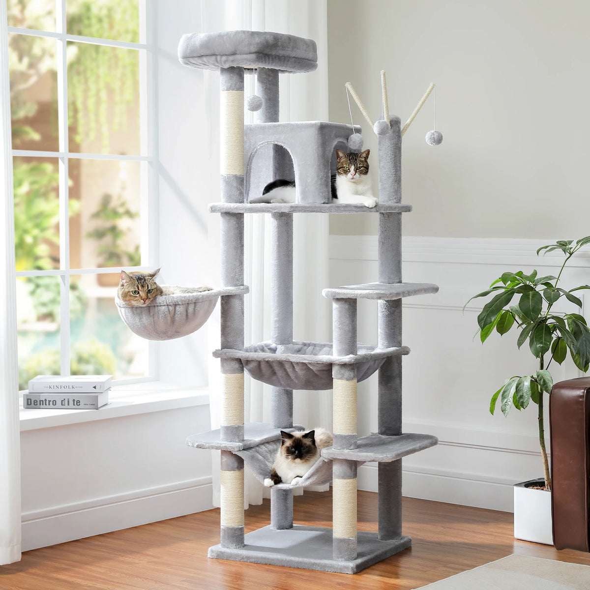 Pawz Road Large Multi-Level Plush Cat Tree With Scratching Posts