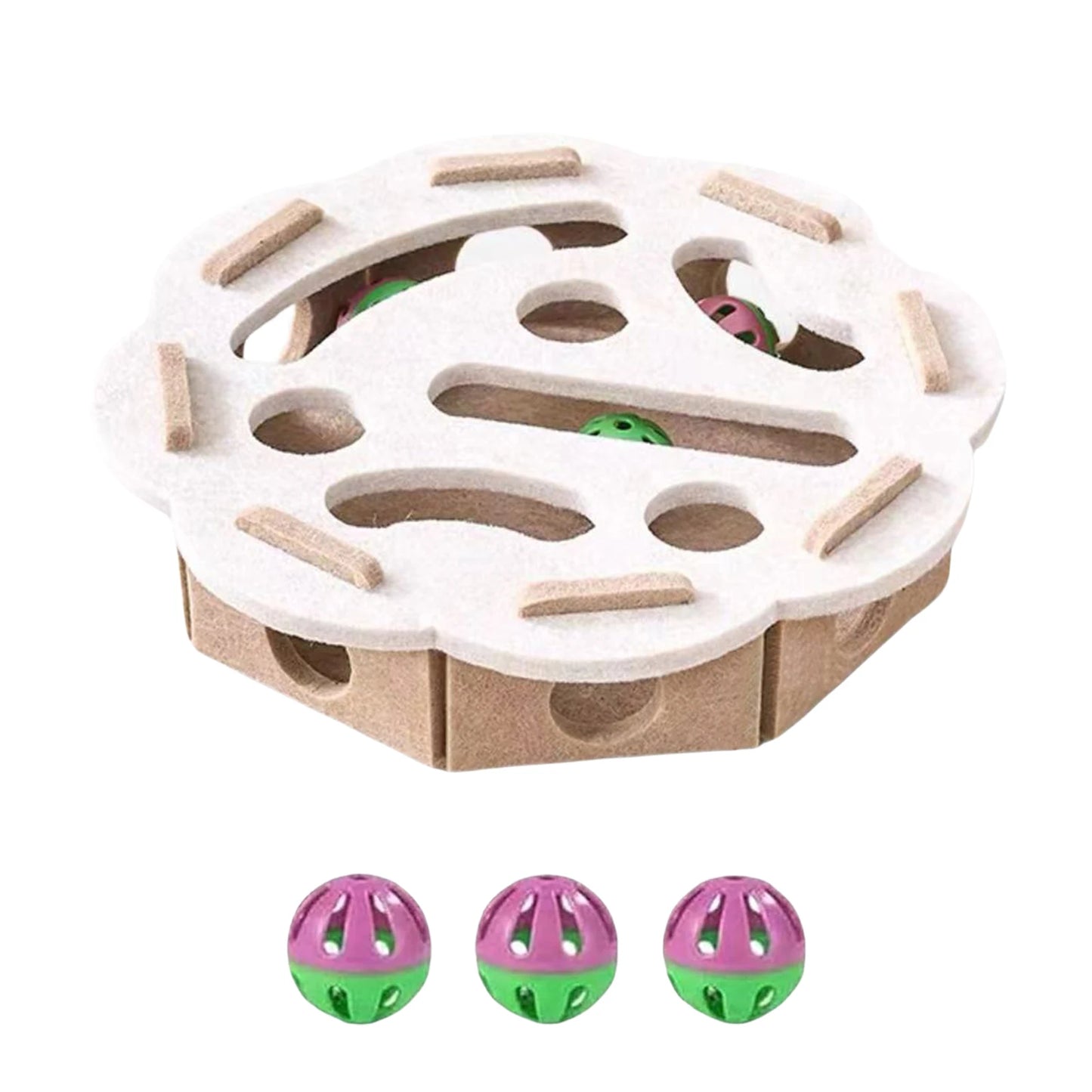 Alloet Cat Puzzle Box Enrichment Toy With Felt Maze Bells