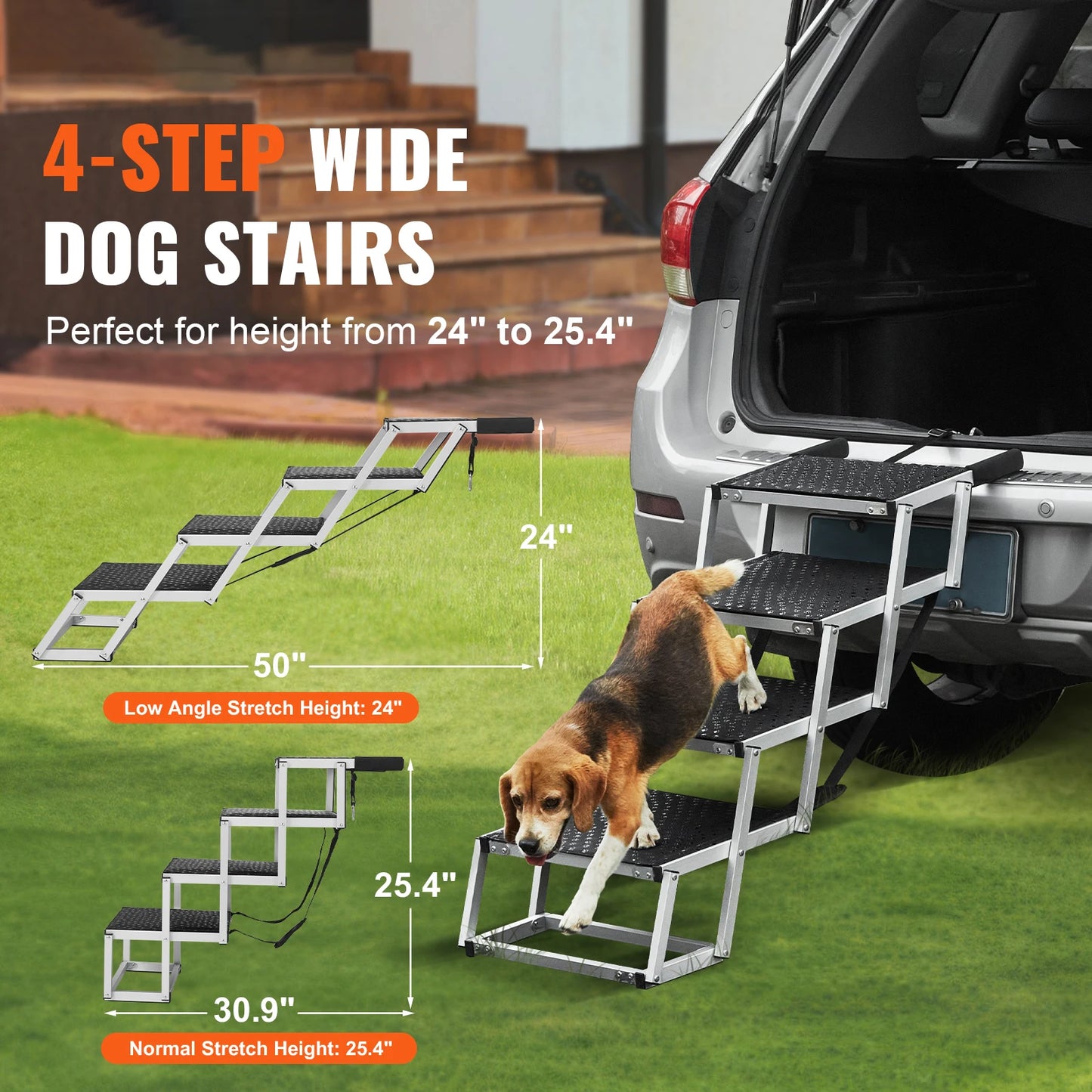 SucceBuy Folding Portable Dog Car Steps Aluminum For Cars
