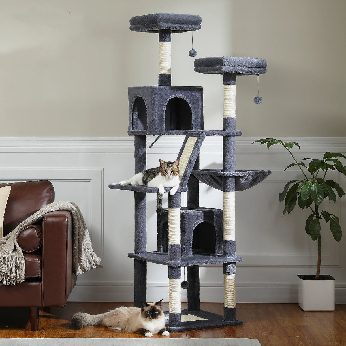 Pawz Road Large Multi-Level Plush Cat Tree With Scratching Posts