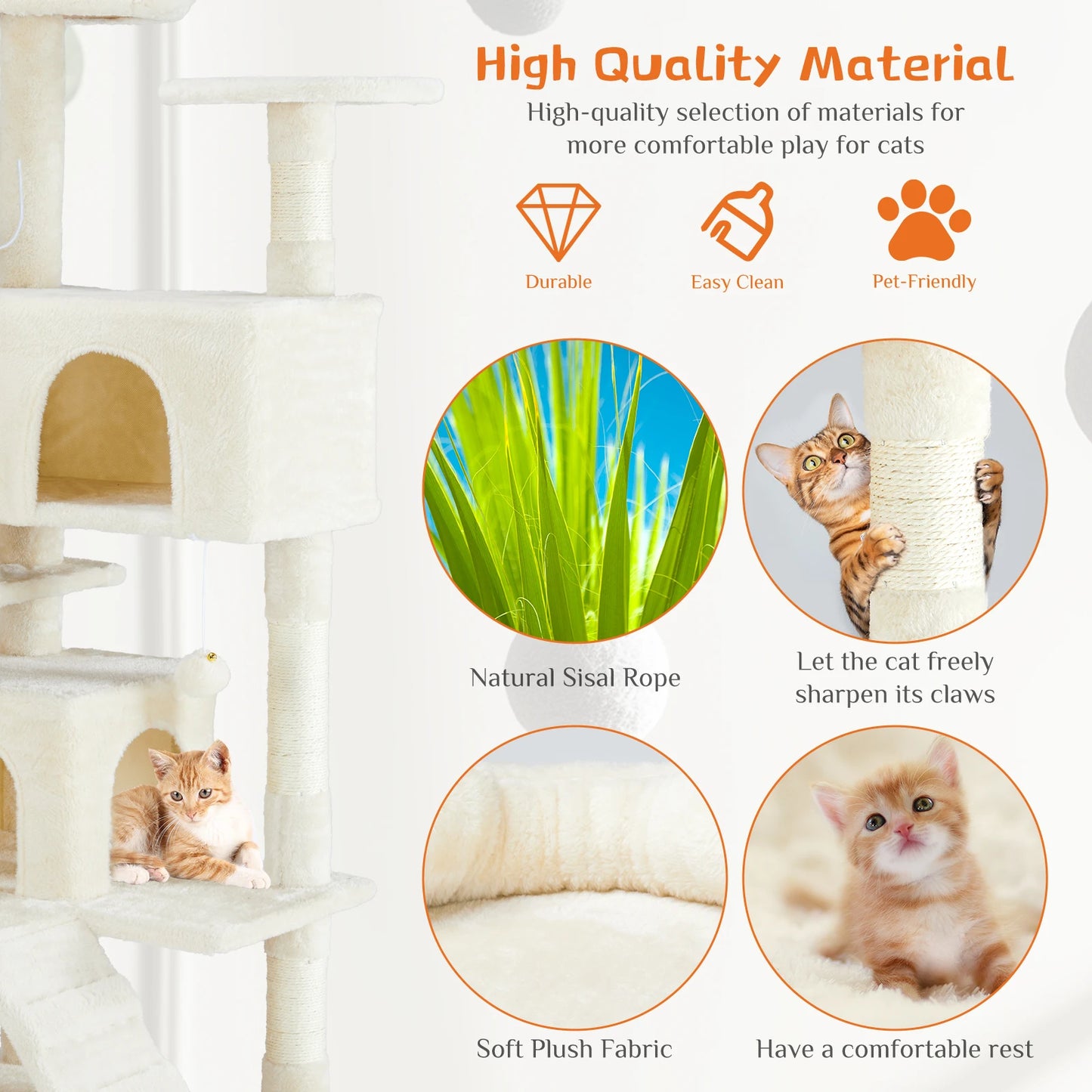 JHK Multi-Level Cat Tree Tower With Sisal Scratching Post