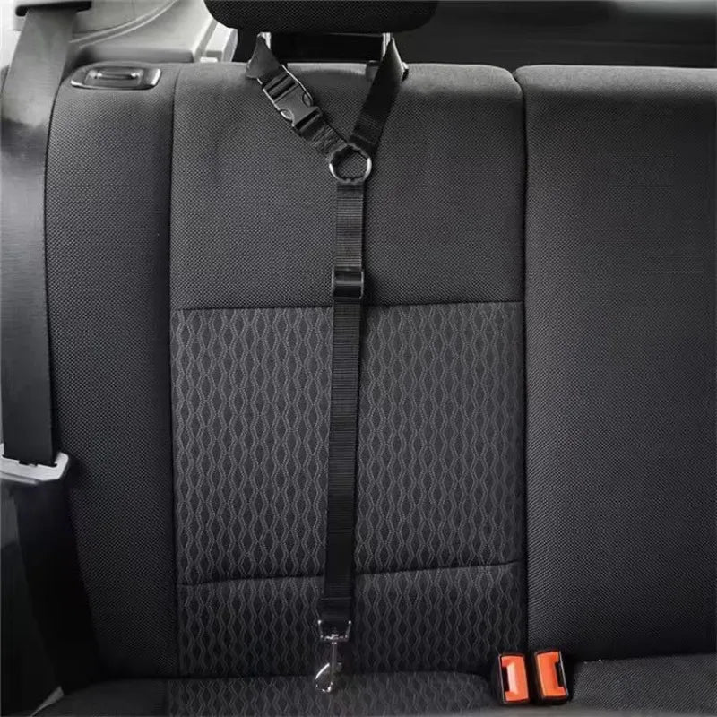 Solid Color Pet Car Seat Belt Nylon Lead Leash Backseat Safety Belt Adjustable Dogs Harness Collar Pet Accessories dog accessories waterproof leash ハーネス&リードセット dog collar