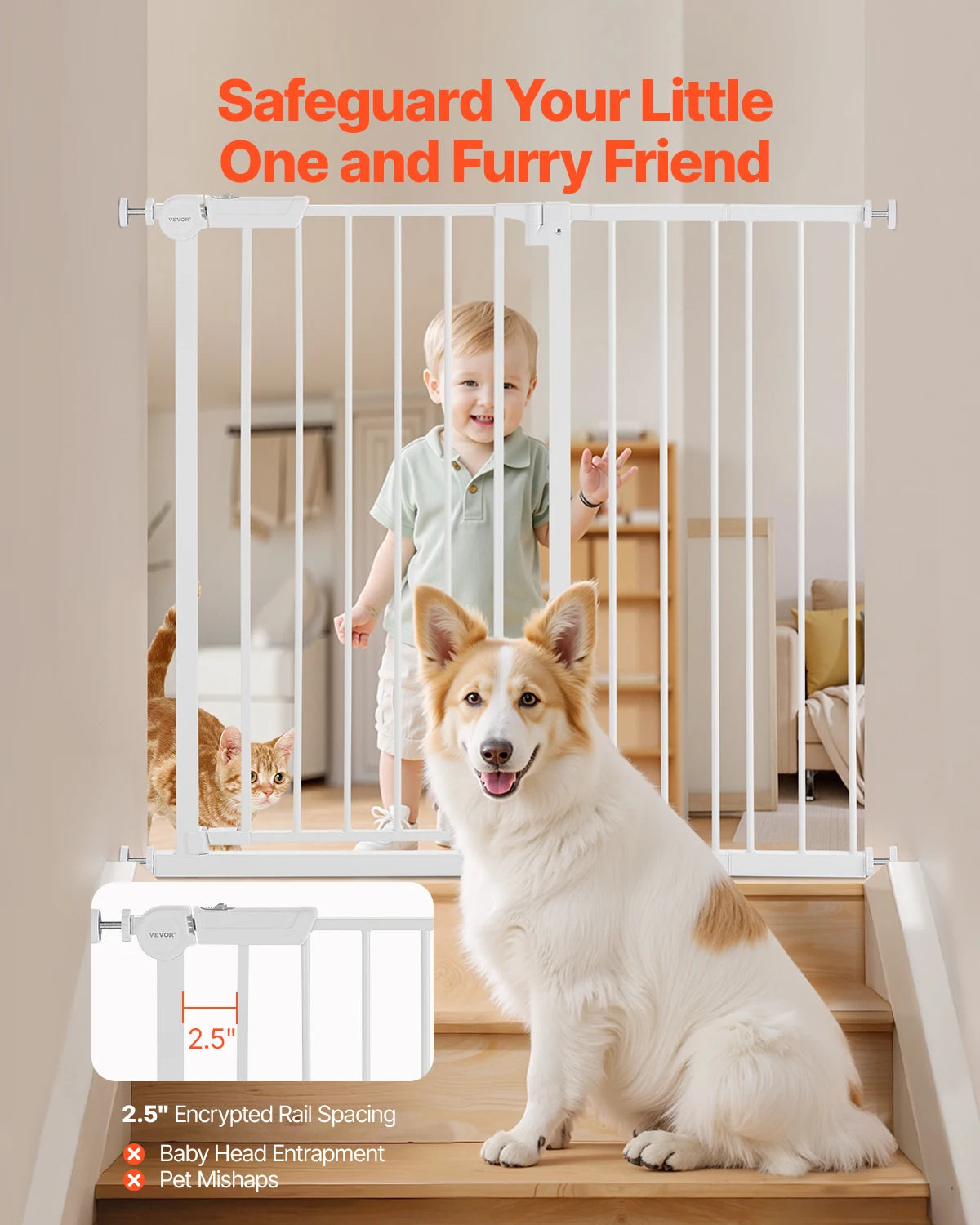 SucceBuy Baby Gate Pressure Mount Walk Through For Doorways