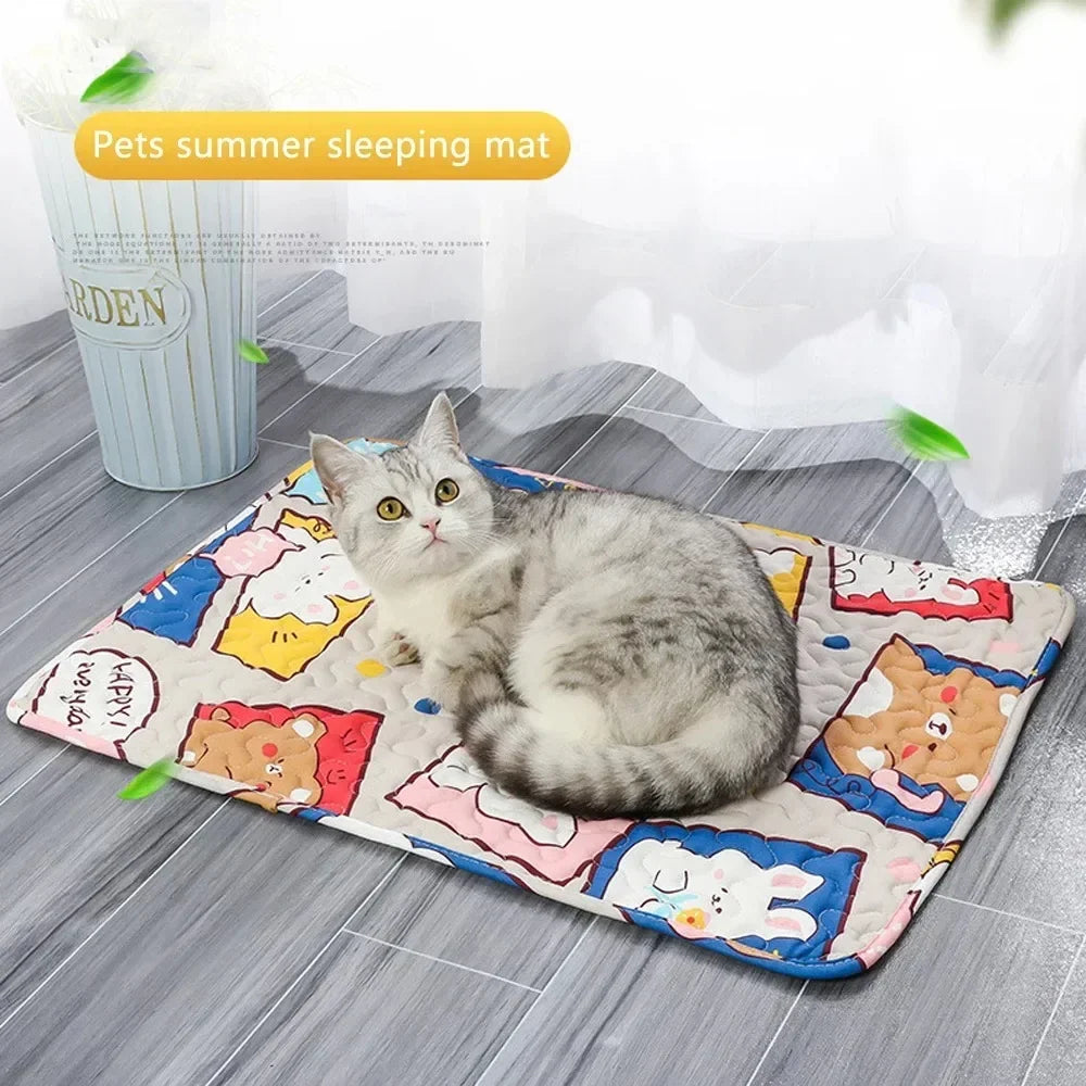 Cooling Pet Bed Mat Ice Silk Moisture Proof For Pets