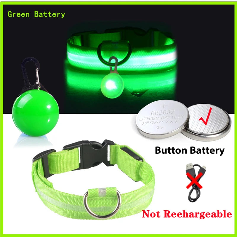 USB Charging Glowing Dog Collar With Pendant Detachable LED Light