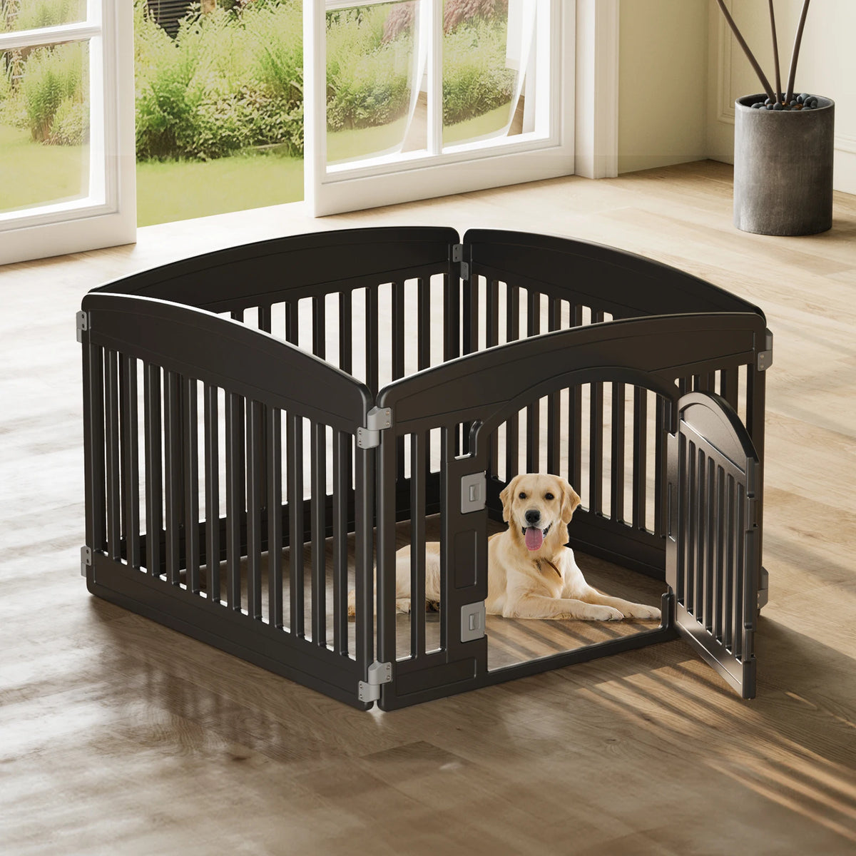 JHK 6 Panel Plastic Dog Playpen For Medium Pets
