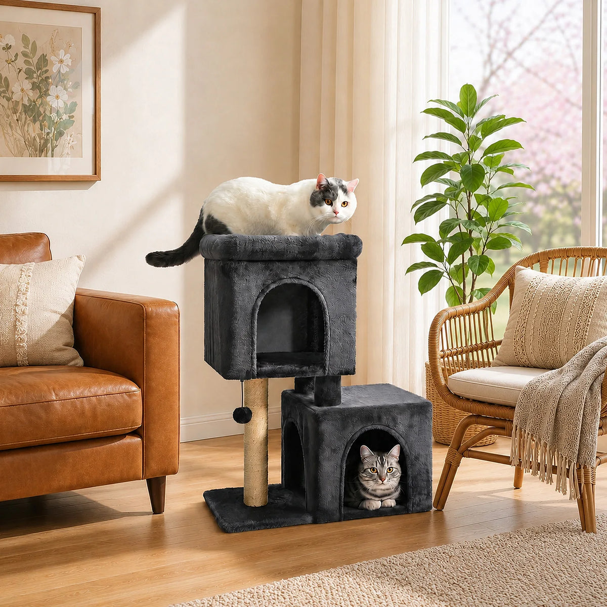 Pawz Road 30 Inch Cat Tree With Two Condos And Sisal