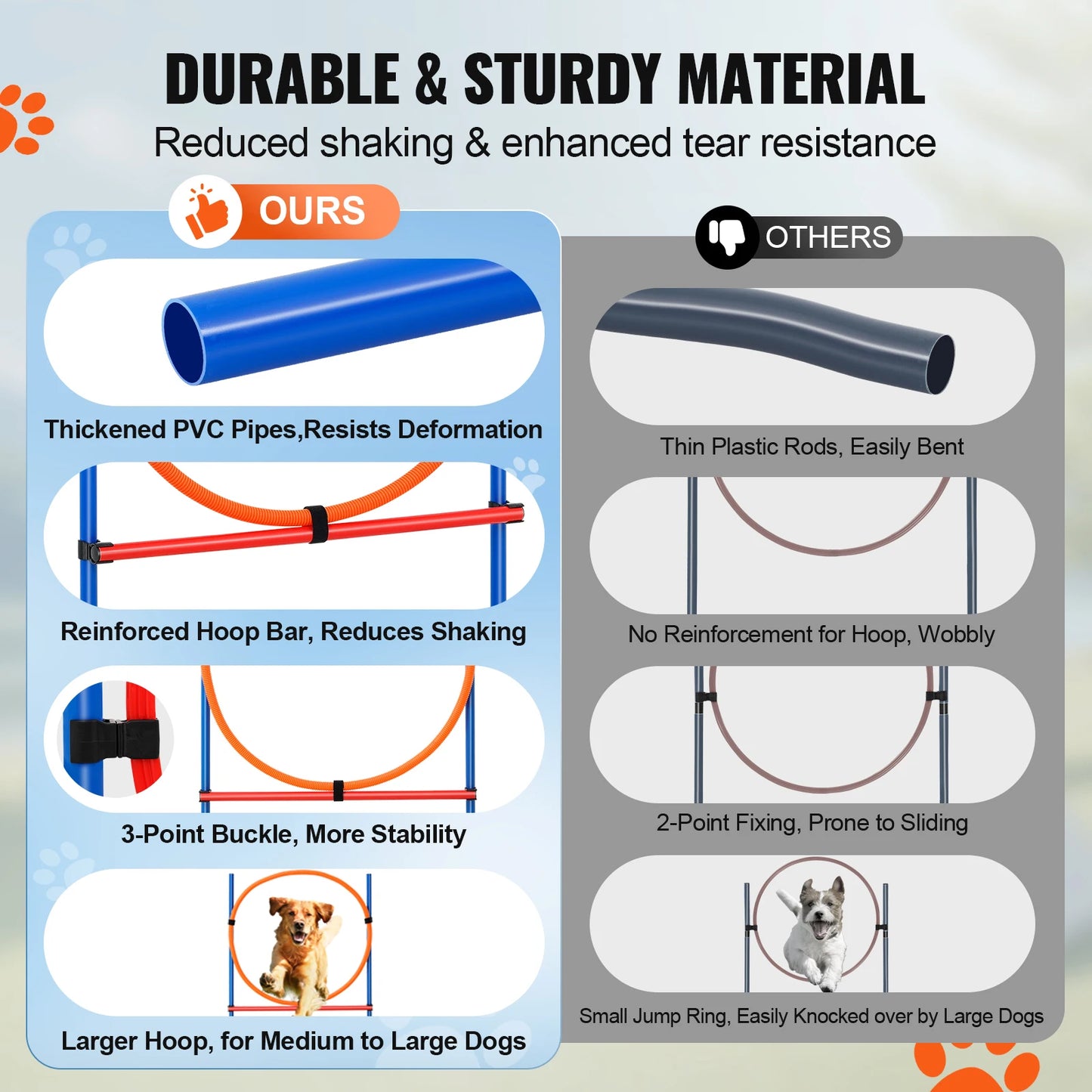 SucceBuy Dog Agility Training Equipment Set With Adjustable Hurdles And Poles