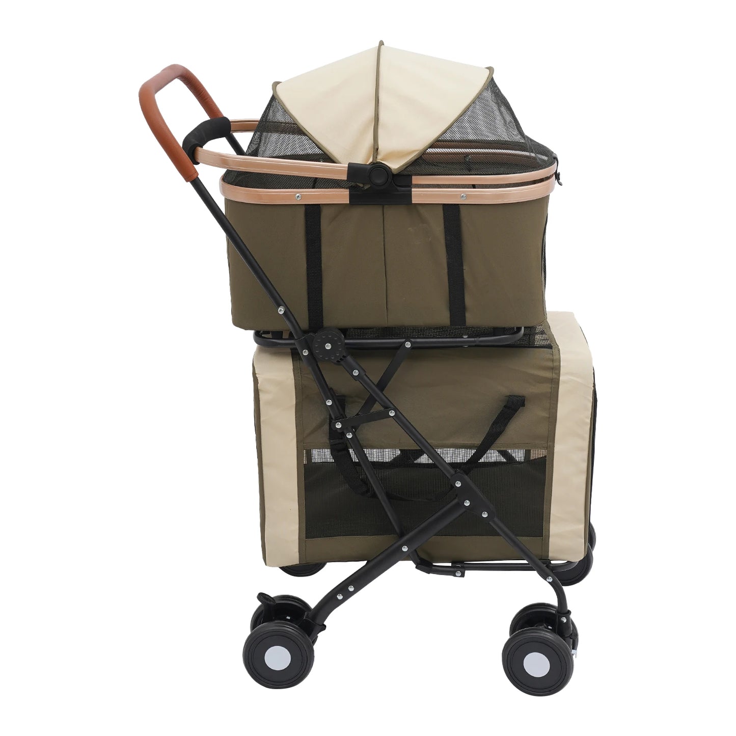 3-in-1 Multifunctional Foldable Pet Stroller With Two Carriers 77lbs