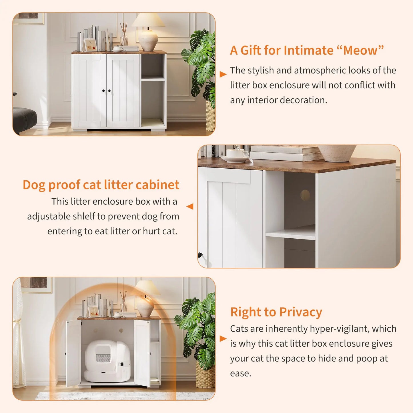 HiMISS Cat Litter Enclosure for Litter Robot 3/4 Power Outlet
