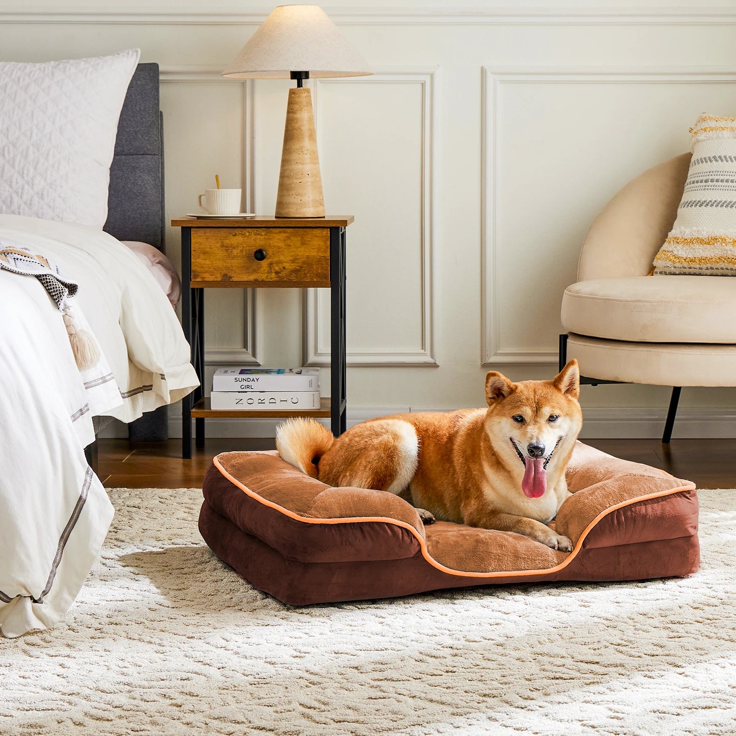 JHK Orthopedic Memory Foam Dog Bed With Removable Cover And Non Slip Base