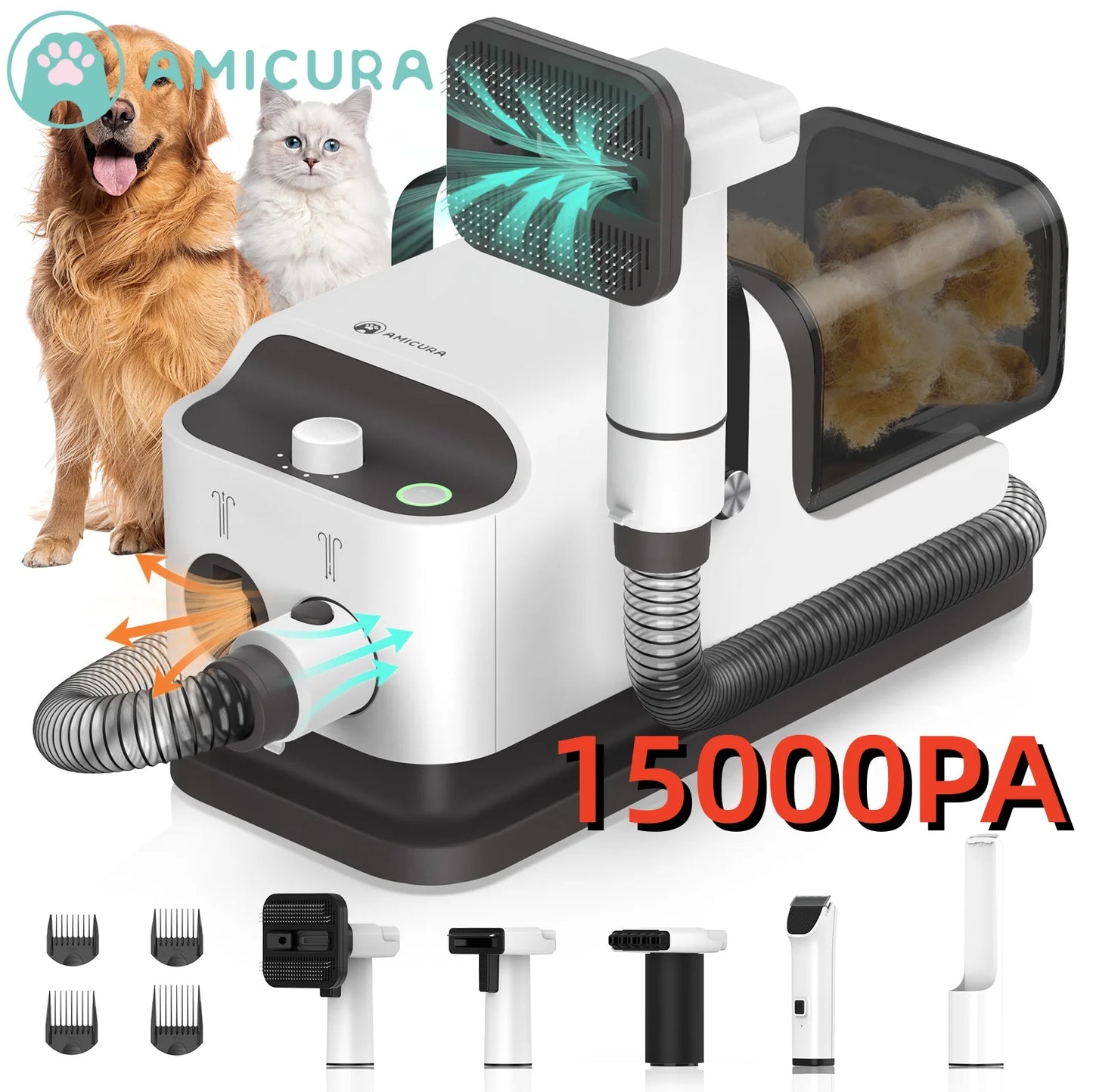 P1 Vacuum Cleaner and Hair Dryer 15kPa Pet Grooming Set