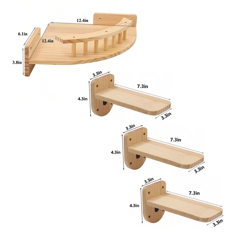 CWV Wall Mounted Cat Hammock Tree With Steps And Shelf