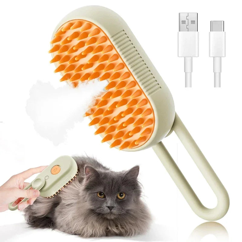 Pet Steam Brush For Cats And Dogs 3 In 1 Hair Removal Grooming