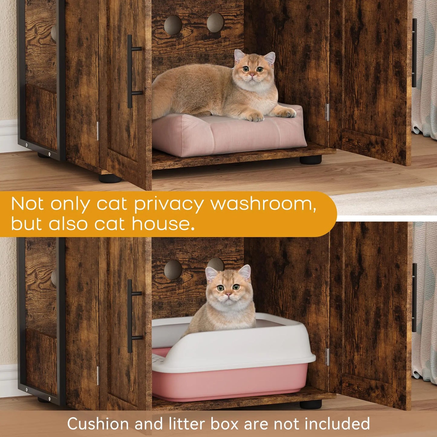 HiMISS 2 In 1 Cat Litter Box Enclosure Odor Control