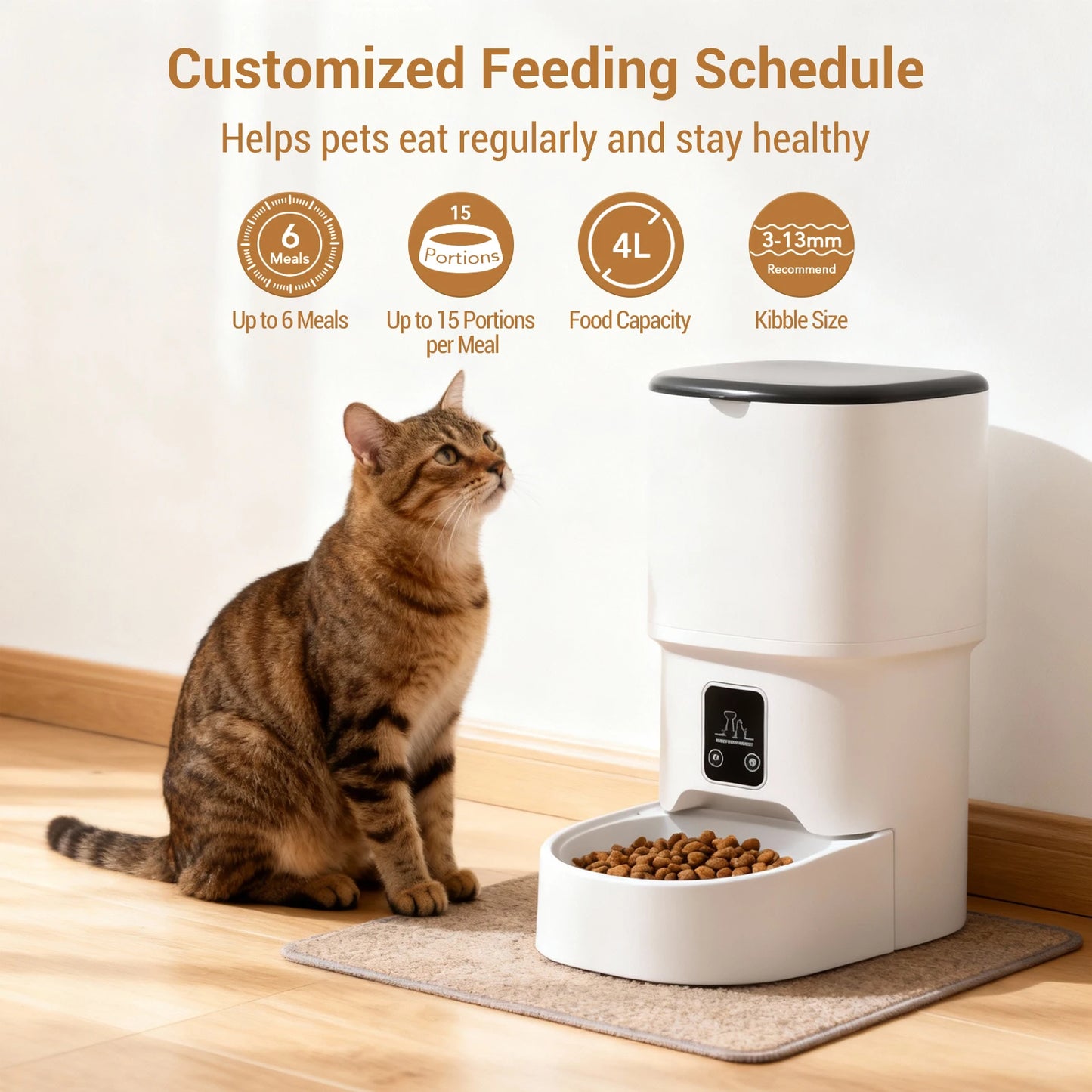 HiMISS 4L Automatic Cat Feeder With Timer And Portion Control