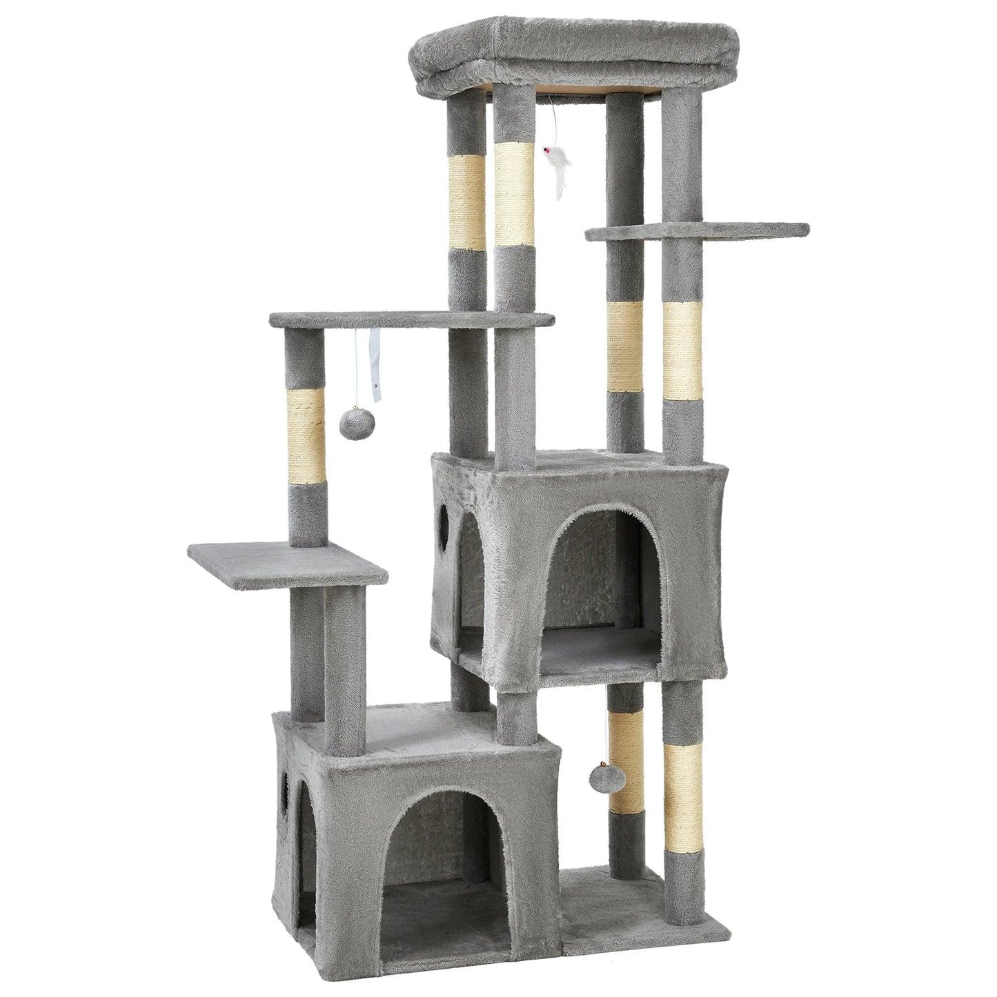 HiMISS Cat Tree Tower For Large Cats Maine Coon With Perch And Condos