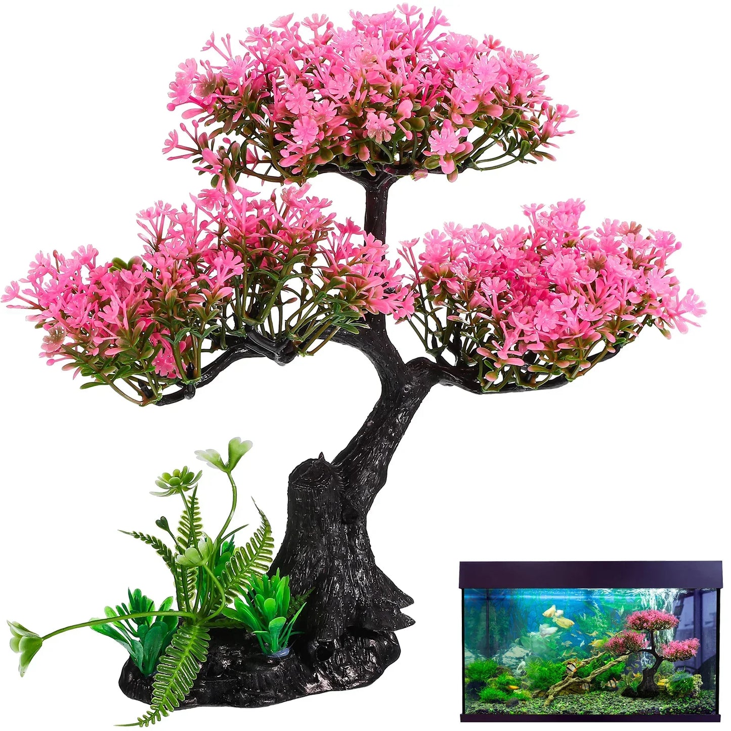 Artificial Aquarium Plant Set for Fish Tank and Turtle Habitat