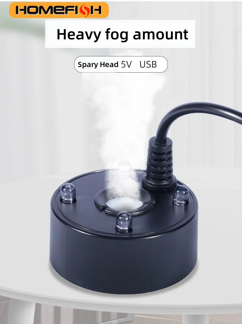 USB 5V Mist Maker Fogger Nebulizer For Aquariums With LEDs