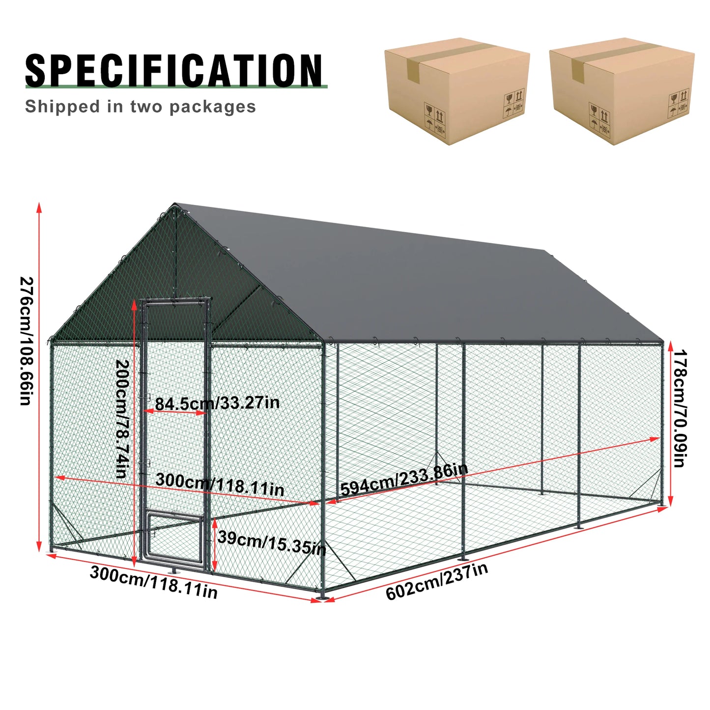 BINGOPAW Metal Chicken Coop Walk-In Run With Netting And Cover