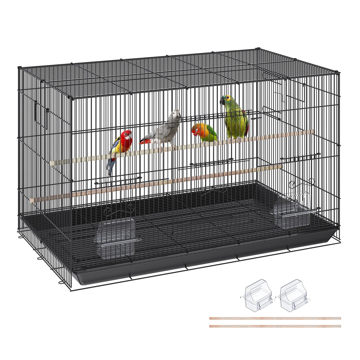 SucceBuy Metal Bird Cage With Rolling Stand For Parrots Budgies