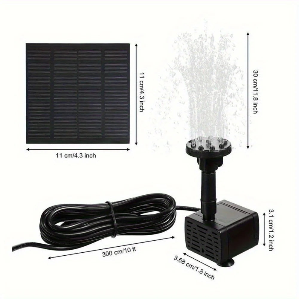 Solar Fountain Pump With Six Nozzles For Garden Pond Birdbath