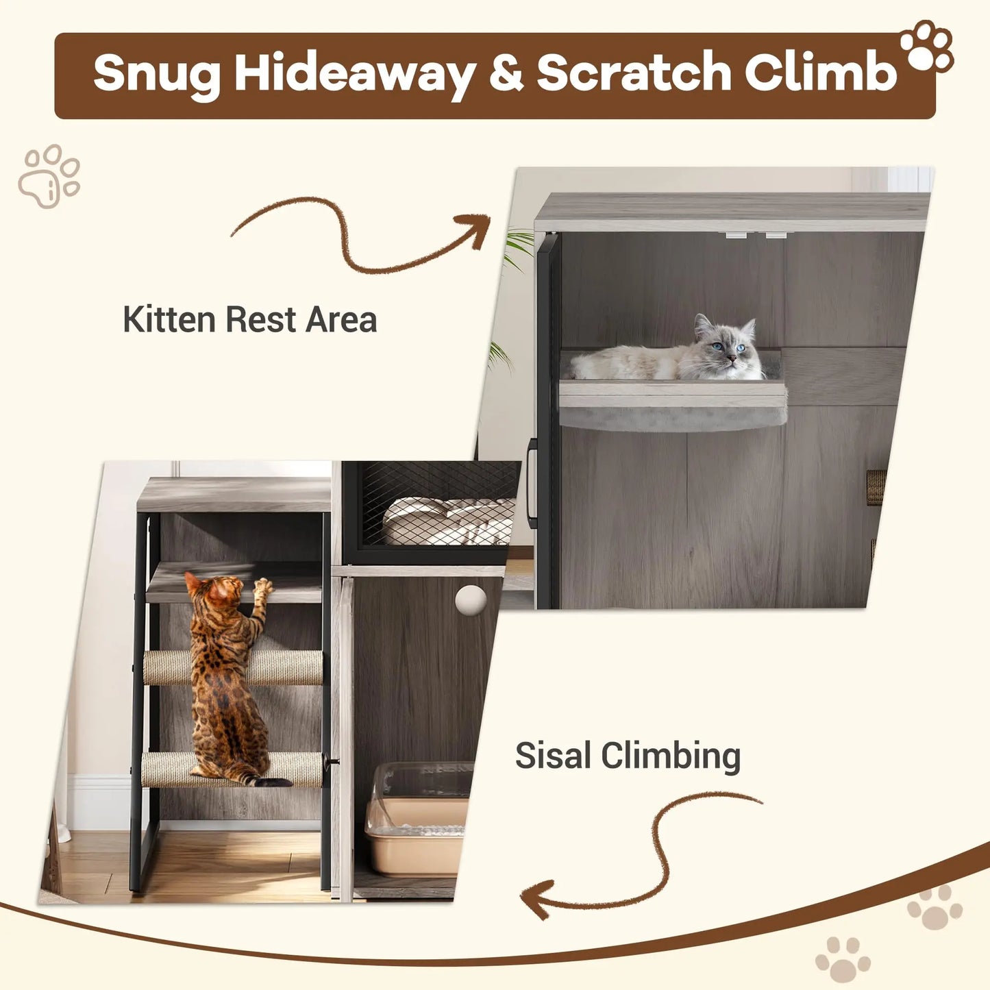 HiMISS Multifunctional Cat Litter Box Furniture Enclosed With Doors