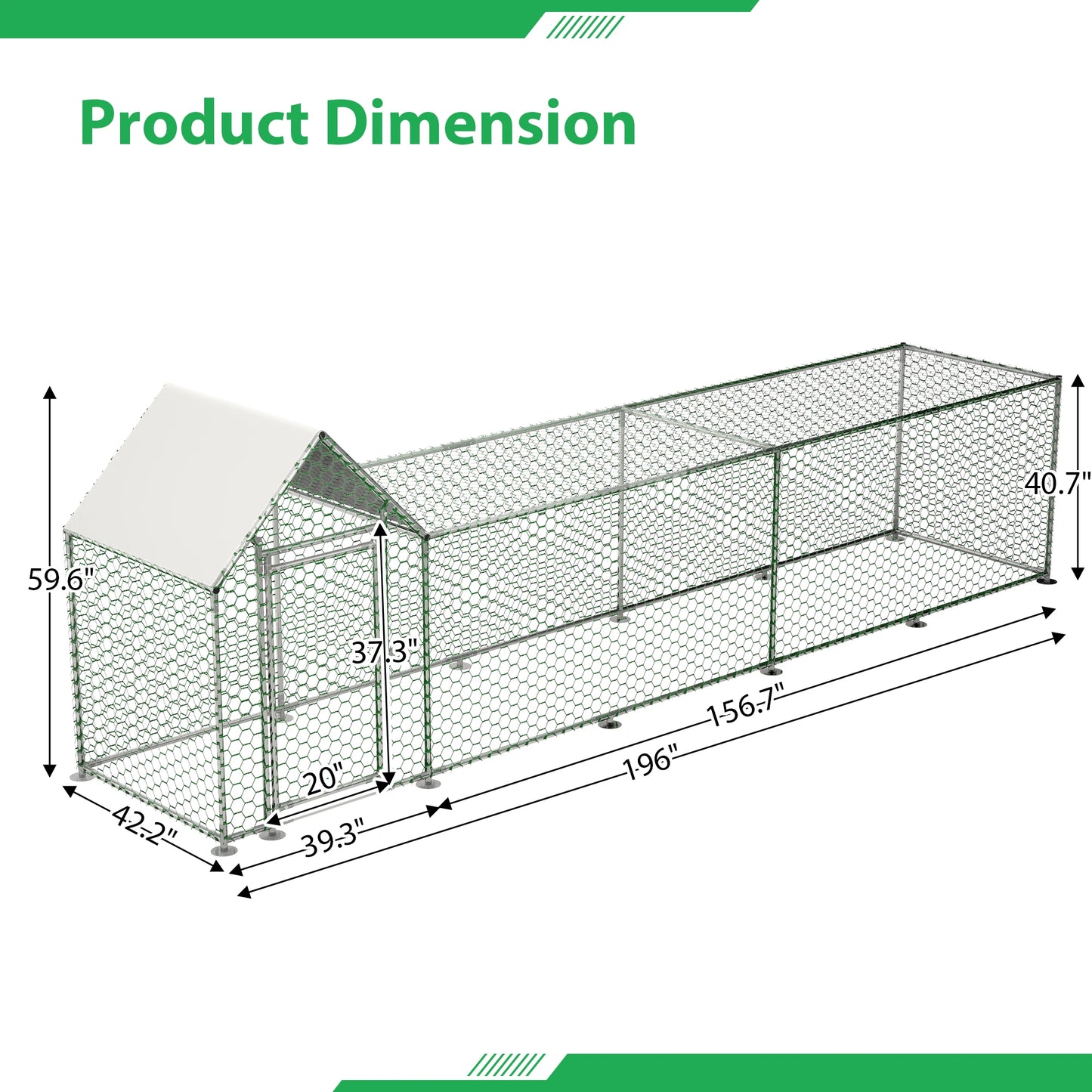 Metal Chicken Coop Run With Cover Durable Steel Frame PVC Coated Mesh