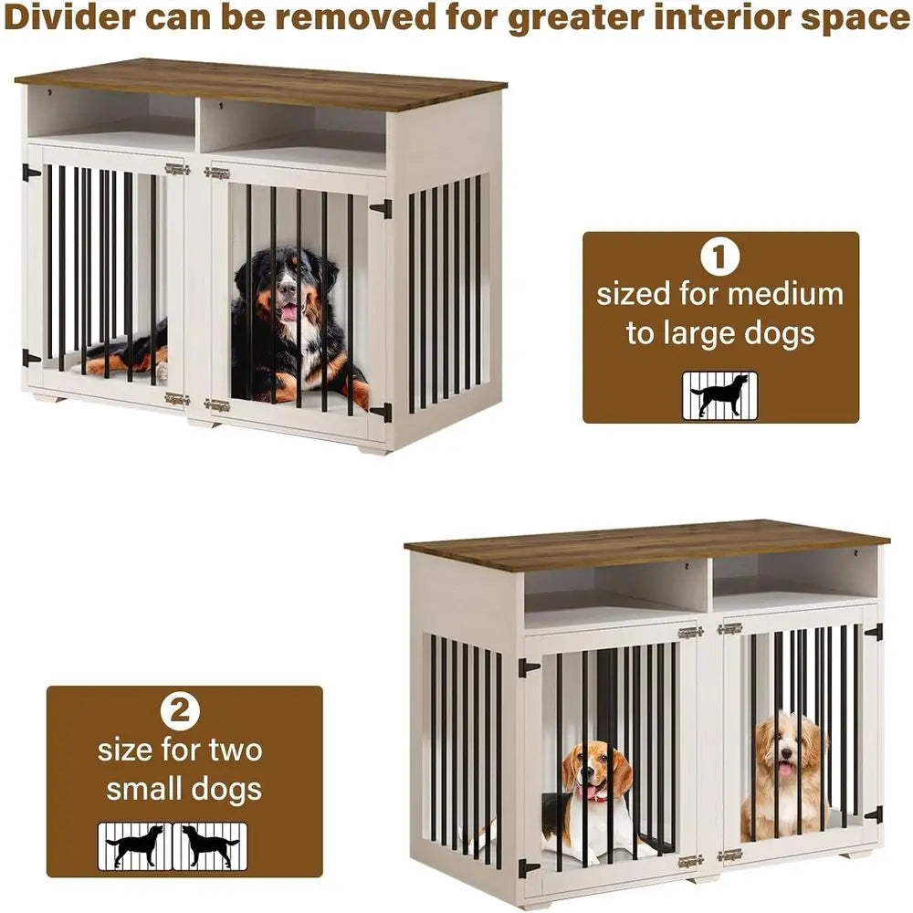 41" Dog Crate urniture with Removable Divider, Decorative Dog Kennel urniture with Storage Comparent, Heavy-Duty Indoor Dog Crat