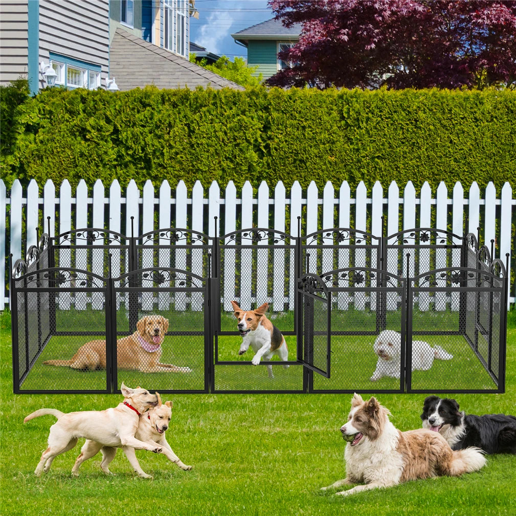 BINGOPAW Foldable Metal Dog Playpen With Secure Gate And Mat