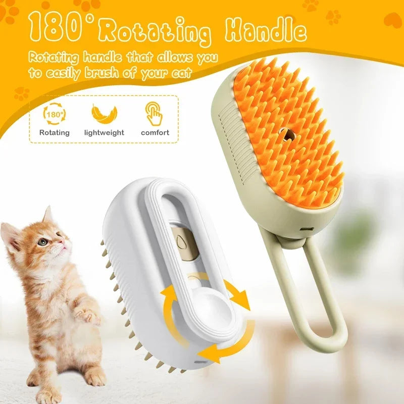 Pet Steam Brush For Cats And Dogs 3 In 1 Hair Removal Grooming