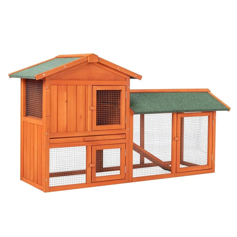 Wooden Chicken Coop Hen House Rabbit Hutch With Waterproof Roof