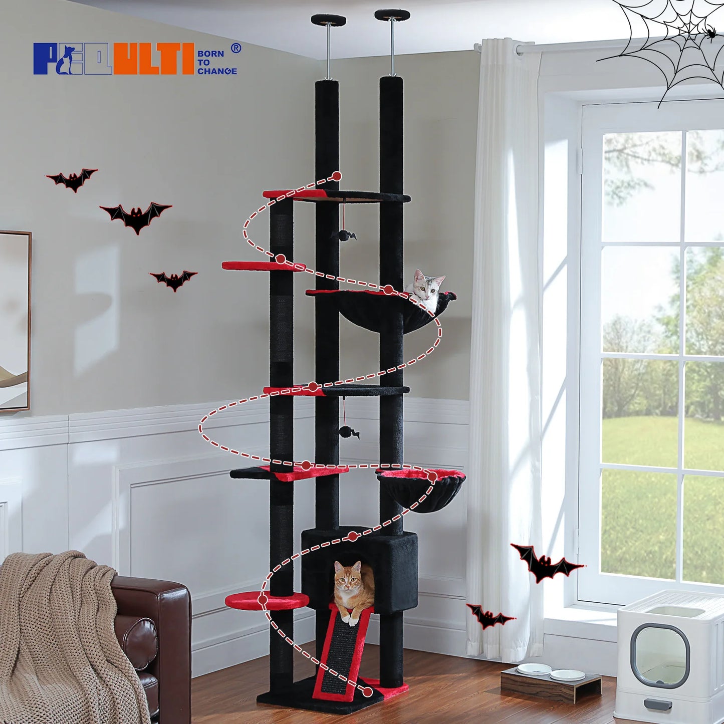 PAWZ Road Floor To Ceiling Cat Tree With Scratching Posts