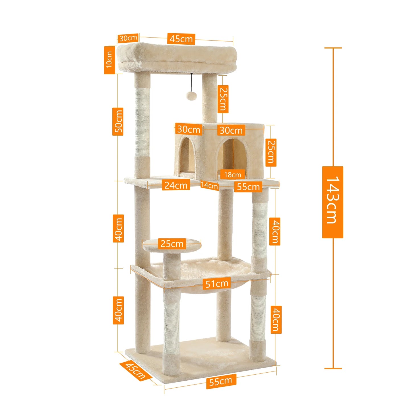 PAWZ Road Cat Tree With Hammock And Scratching Posts