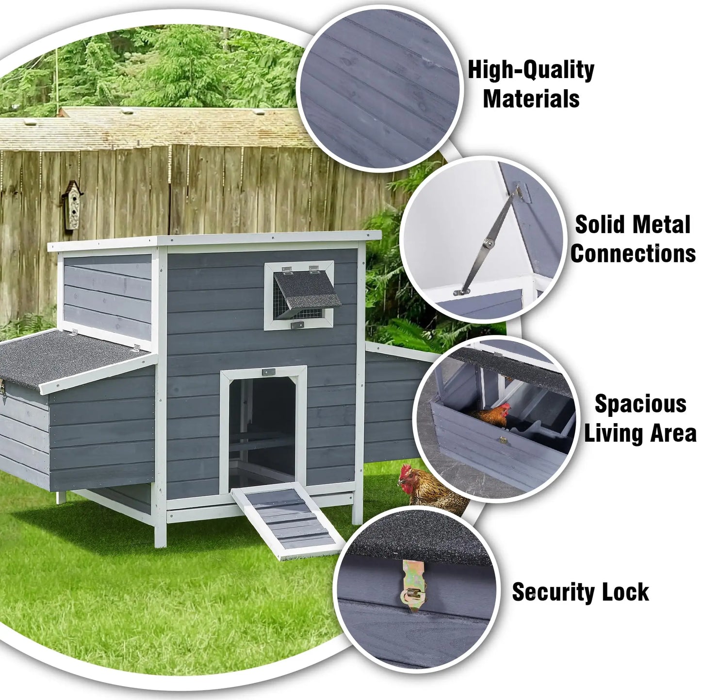 Outdoor Chicken Coop For Four Chickens With Waterproof Roof
